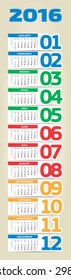portable 2016 year vector calendar