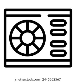 Umriss der Vektorgrafik des Symbols der tragbaren Klimaanlage. Lüfter Klima. Innentemperatur Kühlen