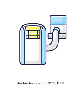 Portable air conditioner RGB color icon. Household appliance for room interior cooling. Compact ventilation device, self contained AC Isolated vector illustration