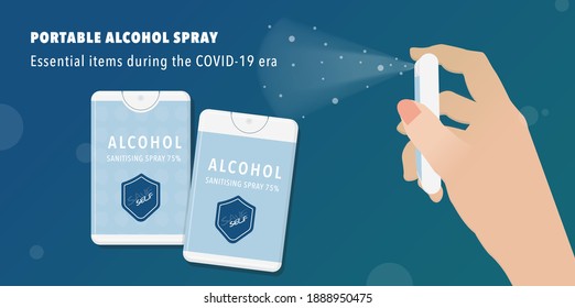 Download Portable Alcohol Spray Banner Card Spray Stock Vector Royalty Free 1888950475