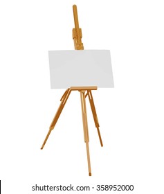 Portable Artist Easel with empty canvas, color vector illustration