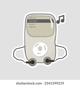 Portable Audio Music Player Vector Illustration Sticker – Classic Icon for Music on the Go, perfect for planners, tech-themed decor, and entertainment designs