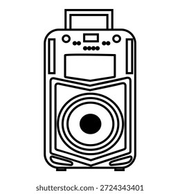 Ilustración de icono de línea de altavoz de audio portátil