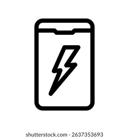 Portable Battery Power Bank Outline Icon Featuring Lightning Bolt
