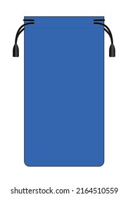 Portable blue drawstring bag for power bank-mobile template on white background, vector file.