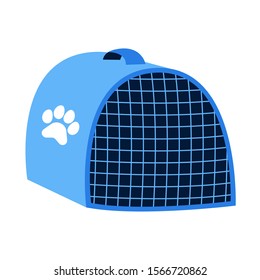 Portable cage for small pets. Transportation of animals dogs and cats. Vector illustration isolated on white background