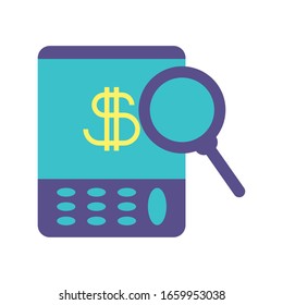 portable calculator on white background vector illustration design