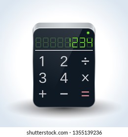 Portable calculator realistic vector icon