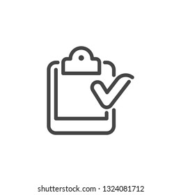 Portable Calendar with Check Mark. Completed Task, Event Approval, Checklist Done Concept Logo Isolated. Time Management Line Sign. Vector Illustration for Web and App in Outline Style
