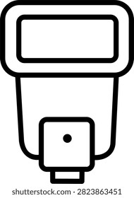 Portable camera flash speedlight line art icon