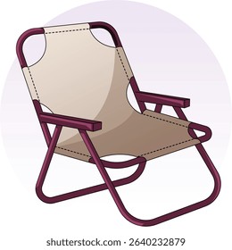 Portable Camping Chair – Foldable Outdoor Seat Isolated Vector Illustration