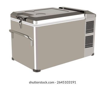 Caja de enfriador de refrigerador de camping portátil aislada sobre fondo blanco