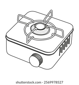 Portable Camping Single Burner Stove sketch vector illustration.