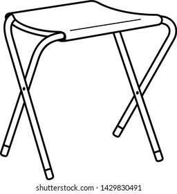 Portable camping stool. Vector outline icon isolated on white background.