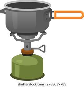 Portable camping stove with pot and handle for outdoor cooking activities