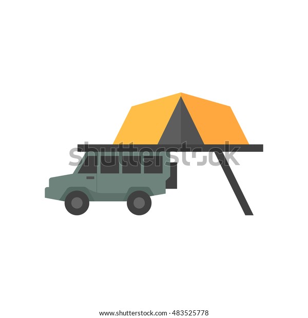 Portable\
camping tent icon in flat color style. Shelter vacation travel\
hiking mobile car automobile safari\
Africa