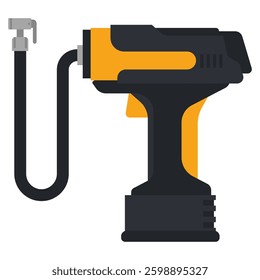 Ilustração de desenho animado de vetor compressor de ar de carro portátil isolado em um fundo branco.