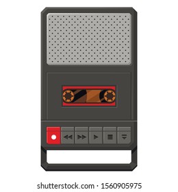 Portable cassette tape player flat vector illustration. Retro sound recorder isolated on white background. Vintage music device. Pocket stereo deck with buttons. 80s and 90s technology