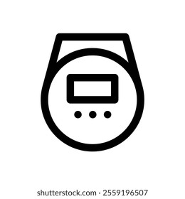 Portable CD player. Editable stroke vector icon.