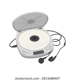 Portable CD Player Flat Vector Icon Isolated