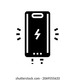 portables Ladegerät-Glyph-Symbol-Vektorgrafik. tragbares Ladezeichen. isoliertes Kontursymbol