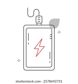 Portable Charger with USB Port Vector Icon Design