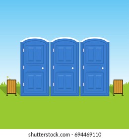 Portable chemical toilets. Vector blue illustration svg
