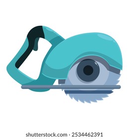 Portable circular saw cutting through something with its sharp blade, a power tool used for cutting wood or other materials