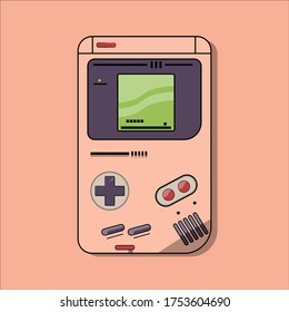 Portable classic console game boy flat design vector