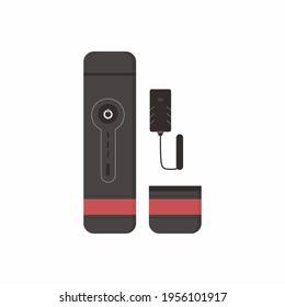 Portable coffee maker set flat design cartoon concept. Enjoy fresh coffee in summer picnic family. Homemade coffee. Manual coffee grinder and scales. Vector illustration on white background