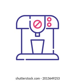 Portable Coffee Maker vector 2 colours line icon style illustration. EPS 10 file 