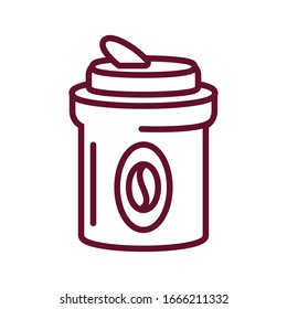 icono portátil de taza de café sobre fondo blanco, icono de estilo de línea, ilustración vectorial
