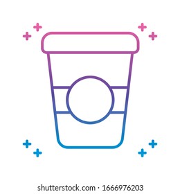 portable coffee mug icon over white background, gradient line style, vector illustration