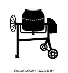Portable concrete mixer machine icon | Black Vector illustration |