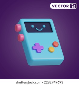 portable console 3D vector icon set, on a purple background