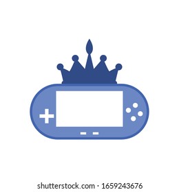 consola portátil con diseño de icono de línea corona, videojuego de juegos ocio tecnología de juegos de entretenimiento obsesión digital y estilo de vida Ilustración vectorial