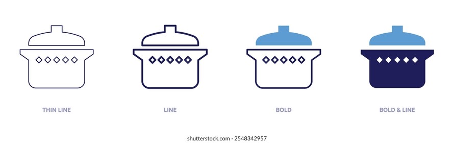 Portable cooker icon in 4 different styles. Thin Line, Line, Bold, and Bold Line. Duotone style. Editable stroke.