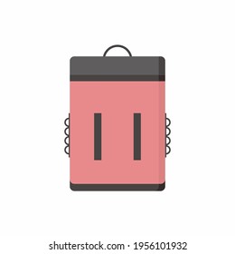 Portable cooler backpack icons isolated on white background. Picnic bag. Touristic camp or vacation equipment in cartoon design. Flat vector illustration outdoor activities