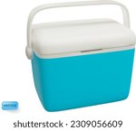 Portable cooler box for beach, camping or picnic. Isolated vector icon from 3d rendering. Modern, minimalistic style.