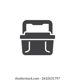 Ícone de vetor de caixa de resfriamento portátil. sinal plano preenchido para conceito móvel e web design. Ícone de glifo da caixa de resfriamento de piquenique. Símbolo, ilustração de logotipo. Gráficos vetoriais
