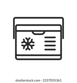 Icono del refrigerador portátil. Ilustración de la línea vectorial de la caja de cocción del campamento para actividades al aire libre y picnics.