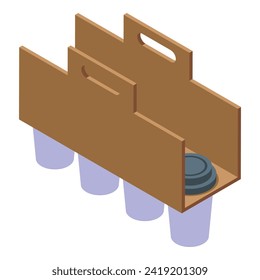 Portable cup holder with handle icon isometric vector. Design delivery. Craft brand