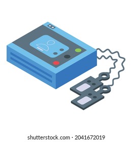 Portable defibrillator icon isometric vector. Cardiac heart, Emergency aed