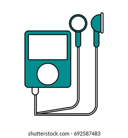 portable digital music player with earphones icon image