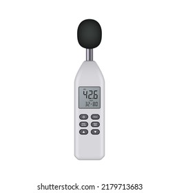 Portable digital sound level meter. Noise level meter. Vector illustration.