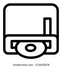 Icono de escritor de disco portátil. Icono de vector de escritura de disco portátil de esquema para diseño web aislado en fondo blanco
