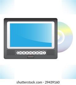 Portable DVD player. Vector.