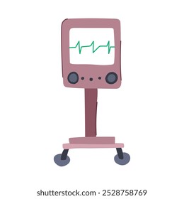 Caricatura portátil del monitor de EKG. telemetría inalámbrica, interpretación de derivaciones, datos de análisis Señal portátil del monitor de EKG. símbolo aislado Ilustración vectorial