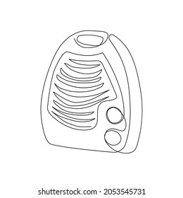 Portable electric air heater continuous line drawing. One line art of home appliance, heater, indoor climate, heating.
