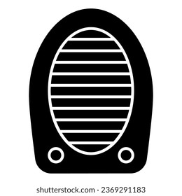 Portable electric air heater solid icon. Retro conditioning symbol, glyph style pictogram on white background. Air compressor sign for mobile concept and web design. Vector graphics